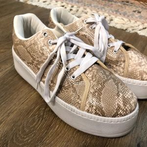 Platform faux sneak skin sneakers